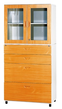 二大二小抽木紋鋼木書櫃